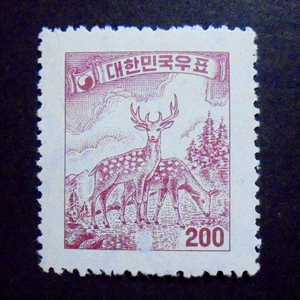 1957년 지그재그 보통우표 200환 사슴(165)
