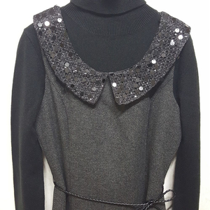 0밸리걸 스팽글 카라 울혼방 원피스 이미지