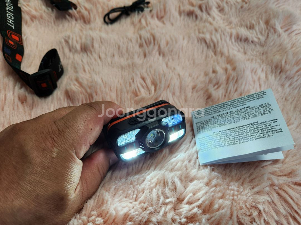 충전식 헤드 랜턴 LED 6가지 조명 모드 모션센서--5