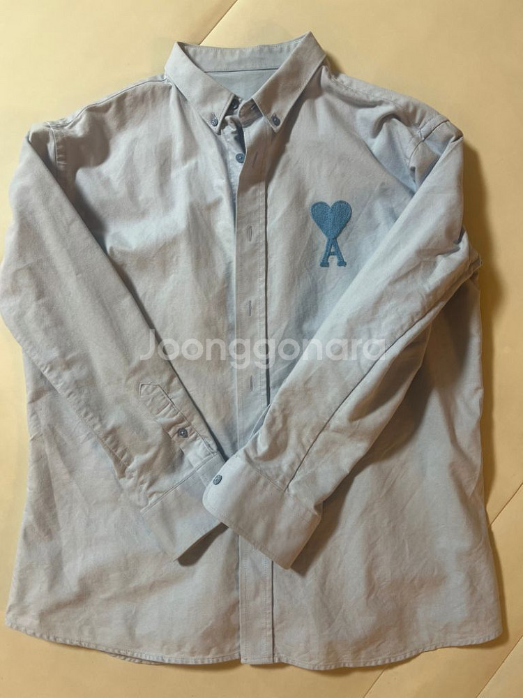 (41/L) 아미 Ami 빅하트 투톤 하늘색 셔츠--0