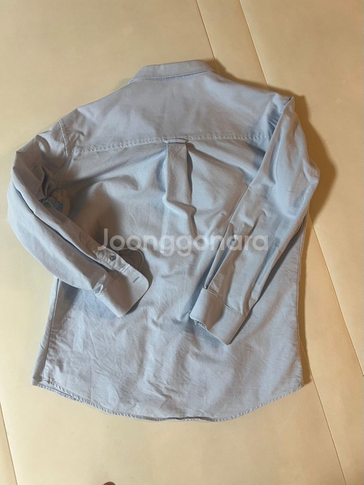 (41/L) 아미 Ami 빅하트 투톤 하늘색 셔츠--7