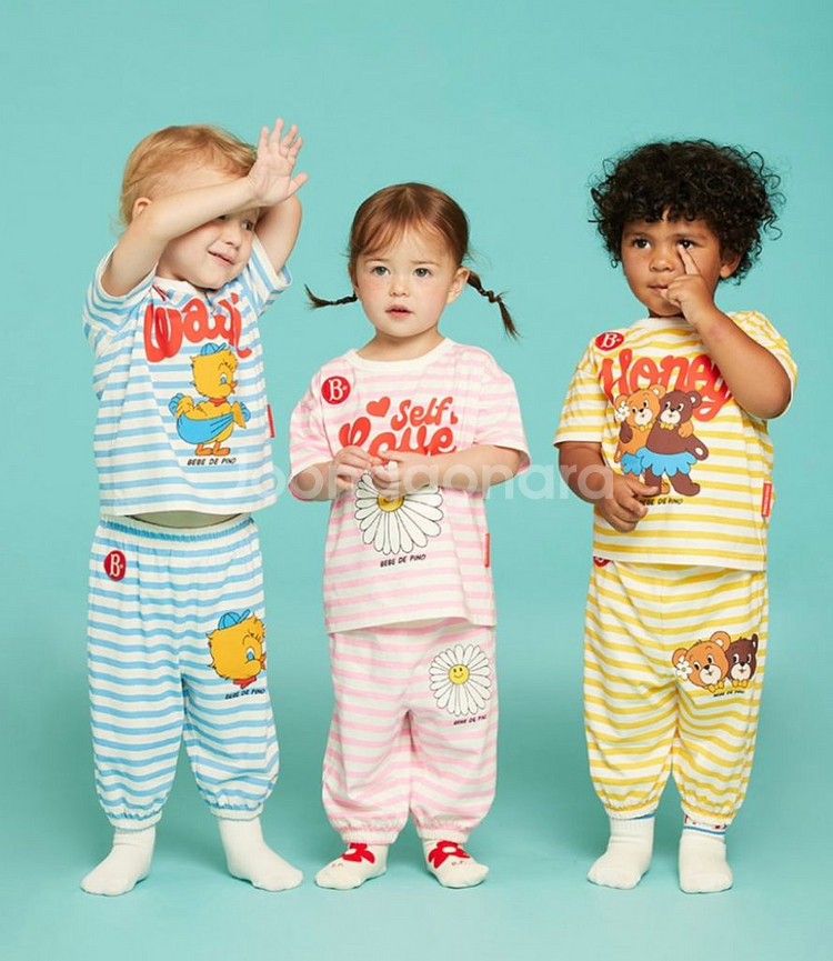 베베드피노 러브데이지스트라이프 실내복 110 새상품--1