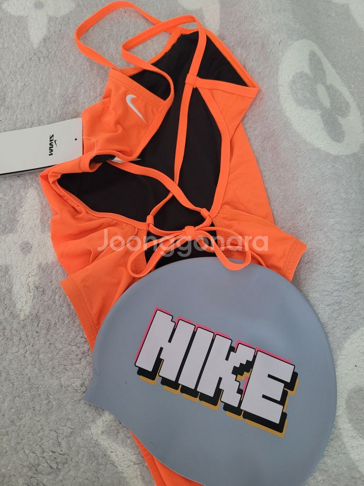 나이키 레이스업 토탈오렌지 솔리드 수영복--2