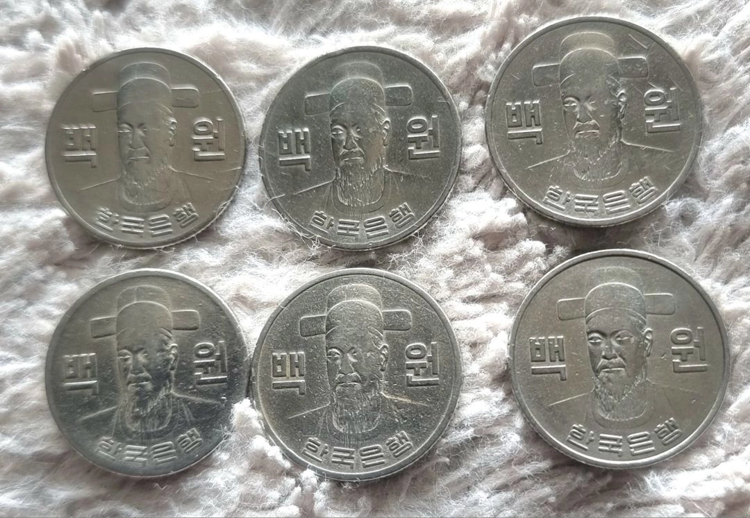 1971년 100원동전 6개를 일괄판매합니다 이미지