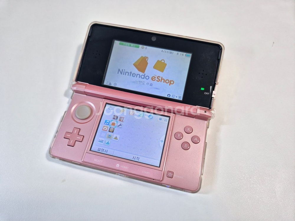 닌텐도 구3ds 핑크 (정품충전기,투명케이스,파우치)--2