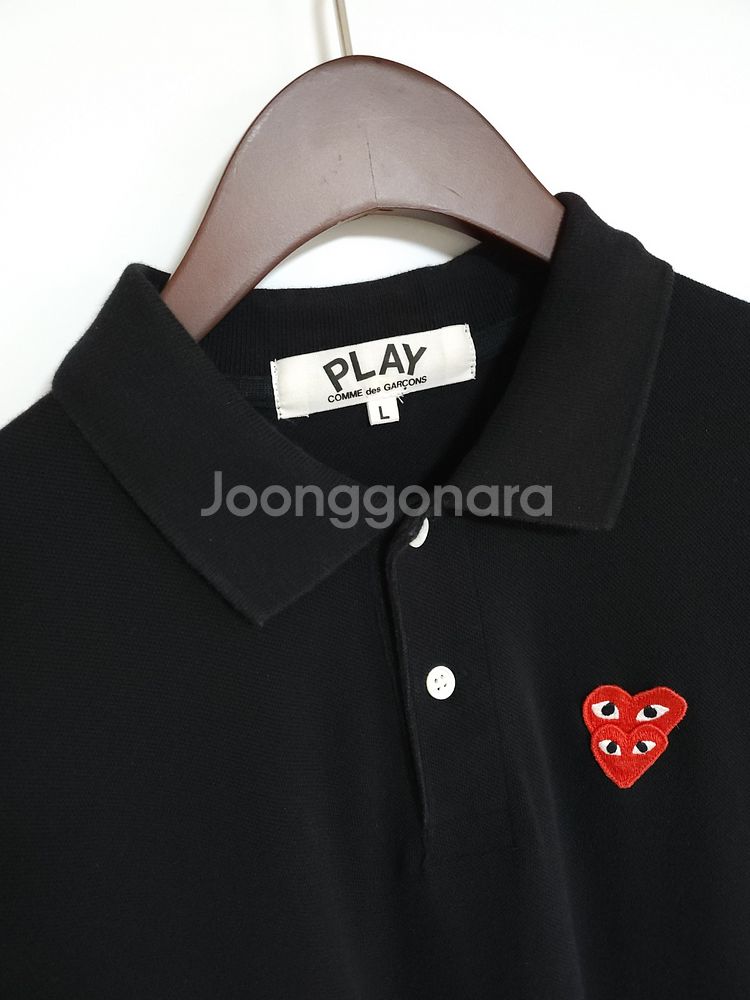 L 꼼데가르송 블랙 더블와펜 여성 반팔 카라티 AZ-T--1