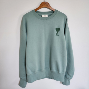 L 아미 아쿠아그린 빅하트 자수 남성 맨투맨 E21HJ 이미지