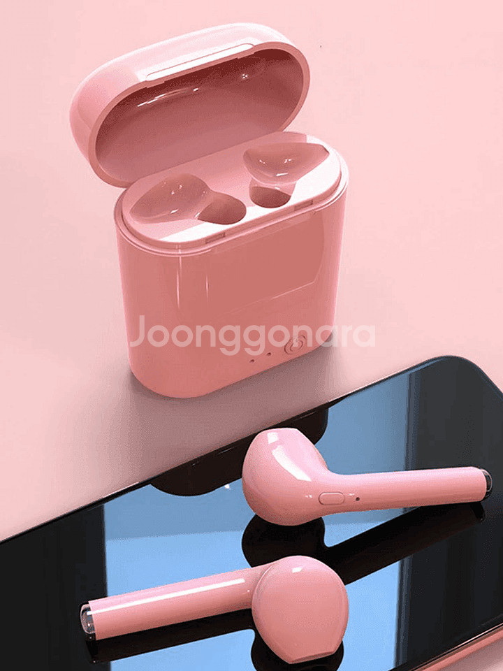 새 핑크색 무선 블루투스 이어폰 이어버드 디스플레이--0