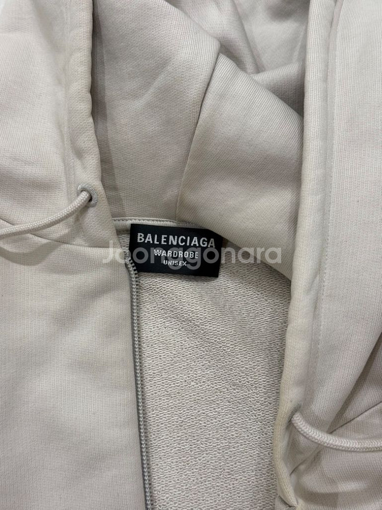 BALENCIAGA 발렌시아가 로고 후드 집업 베이지--2