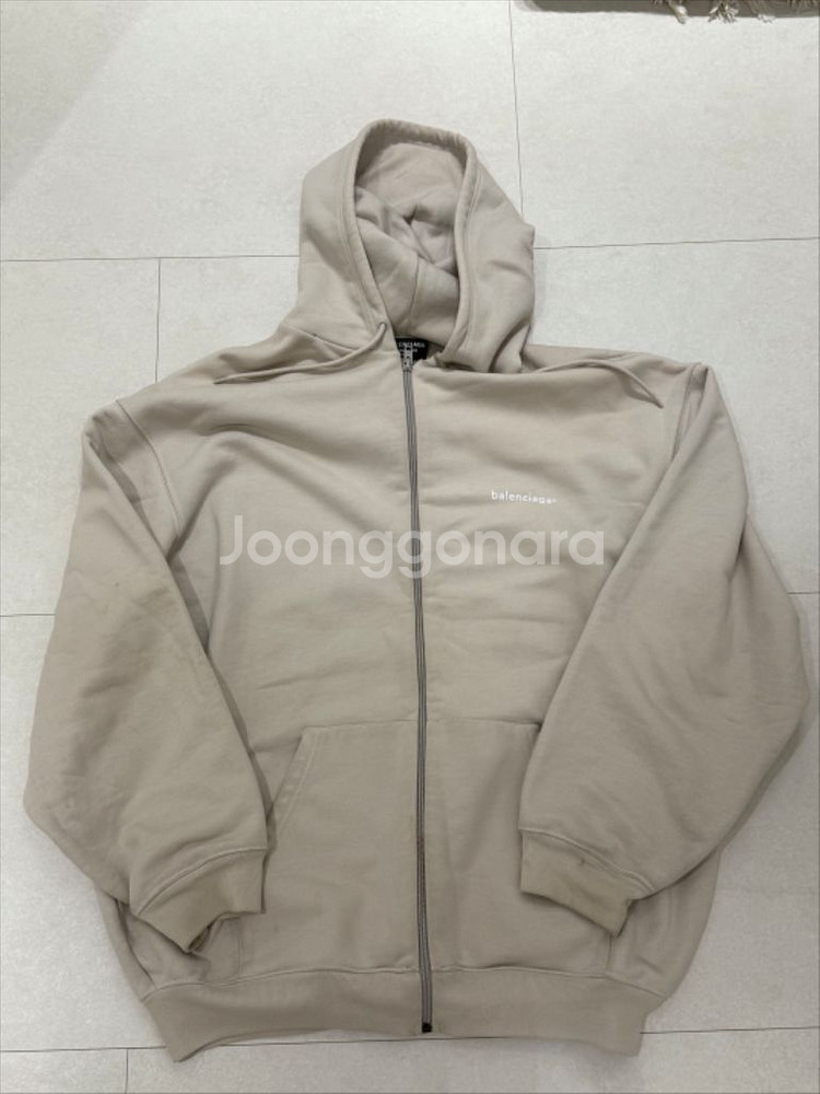 BALENCIAGA 발렌시아가 로고 후드 집업 베이지--0