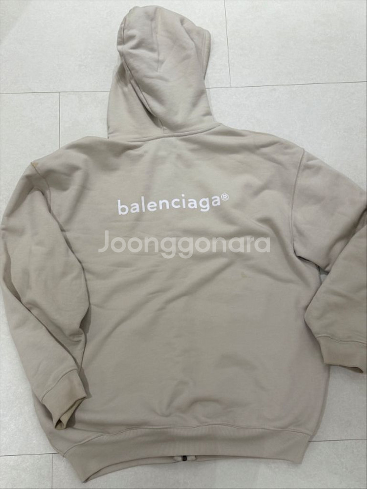 BALENCIAGA 발렌시아가 로고 후드 집업 베이지--3