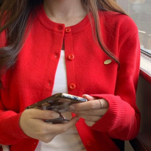 어베인 스무드 라운드 브이넥 캐시미어 니트 가디건