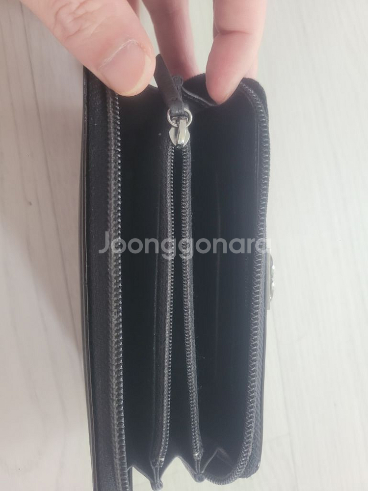샤넬 램스킨 은장 보이 지퍼 장지갑--3