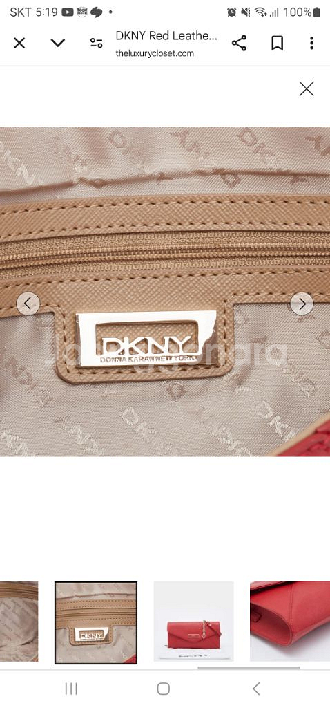 DKNY 레드 레더 엔벨로프 숄더백--3