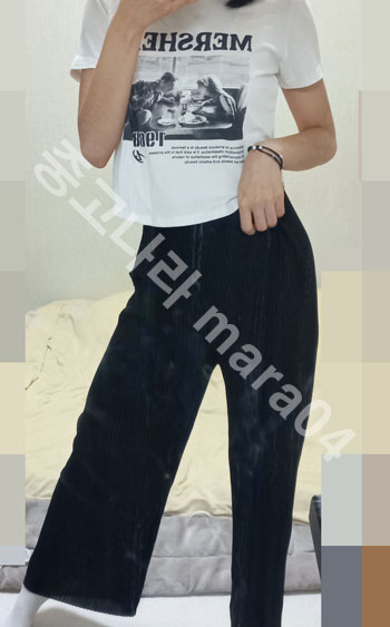 S/S 와이드 주름 팬츠 Free/Black (착샷O)--2