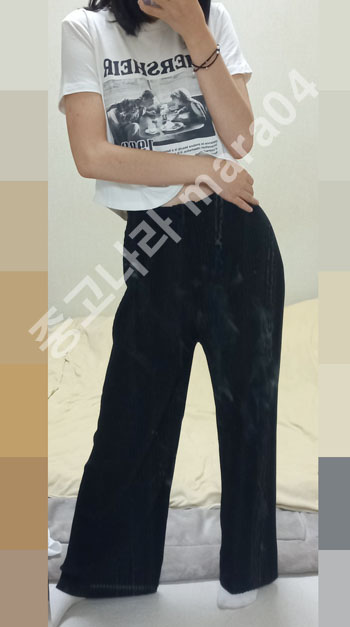 S/S 와이드 주름 팬츠 Free/Black (착샷O)--1