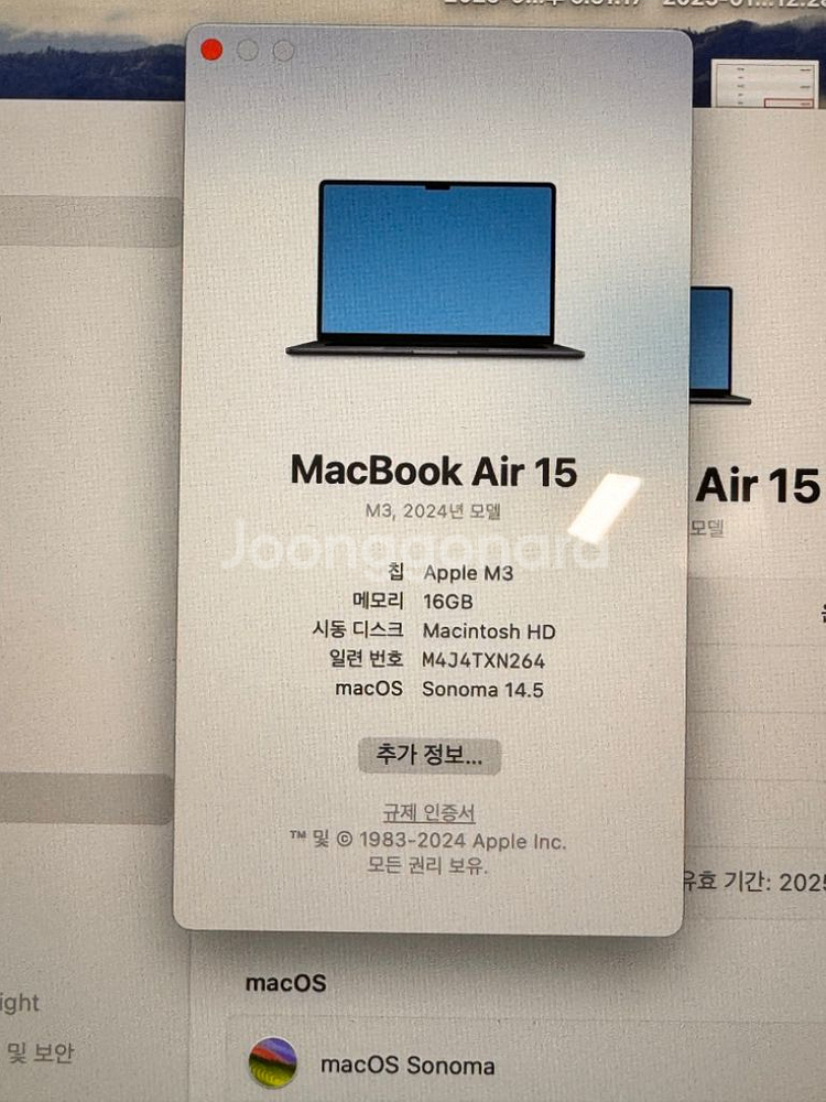 맥북에어 m3 15 미드나이트, 16gb, 512--4