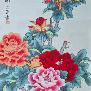 모란 그림 족자-대형(93cmx47cm)