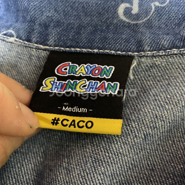 M)CACO x 짱구 흰둥이패턴 데님초어자켓--2