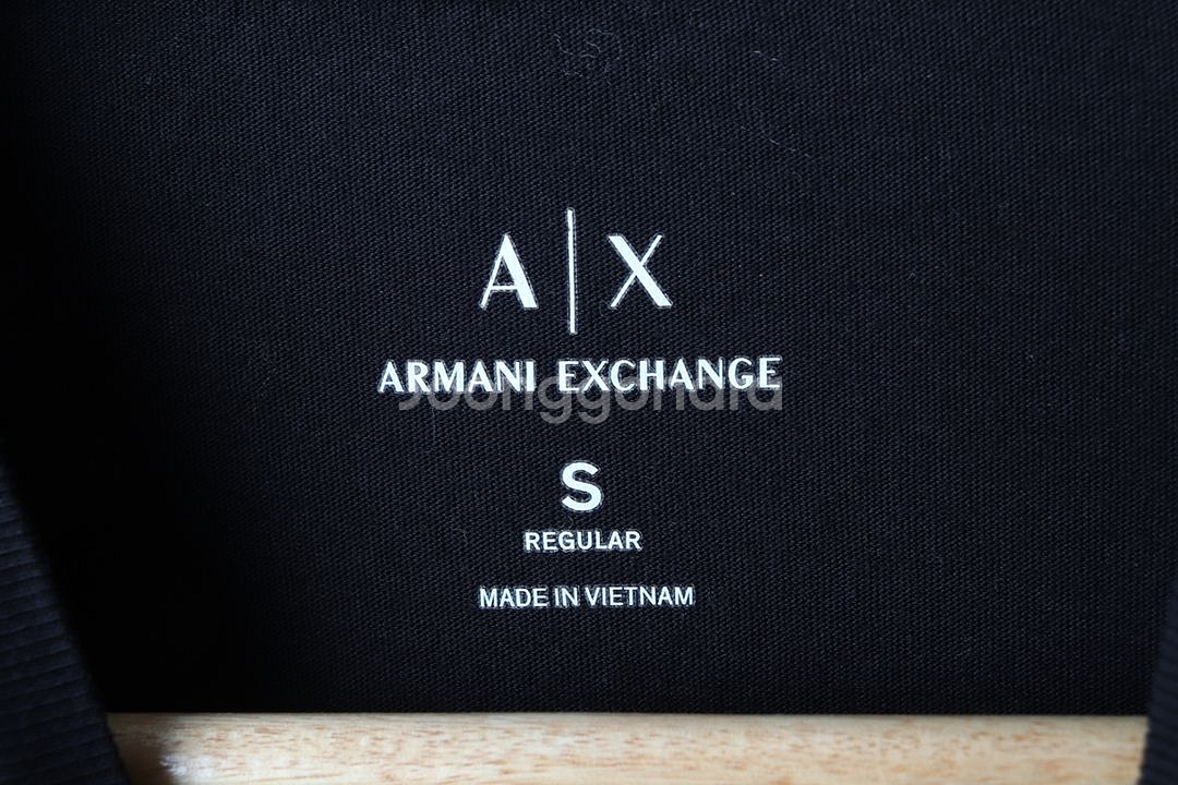 (S) 아르마니 반팔 티셔츠 빅로고 블랙 올드스쿨--5