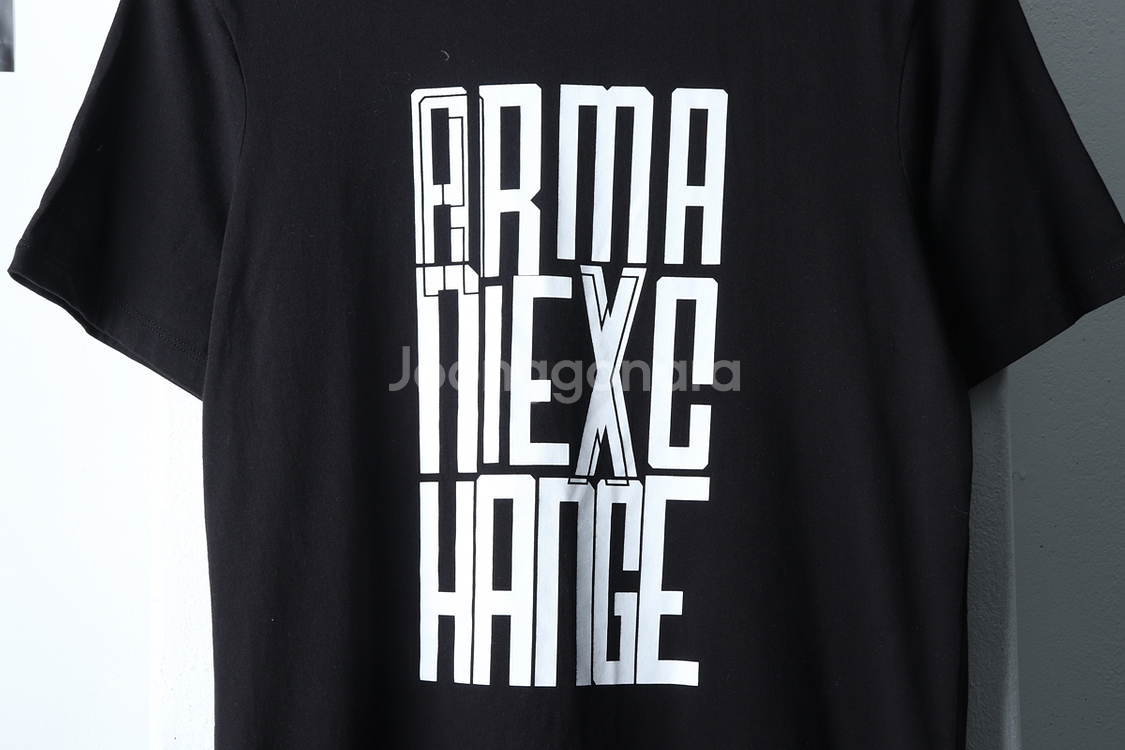 (S) 아르마니 반팔 티셔츠 빅로고 블랙 올드스쿨--4