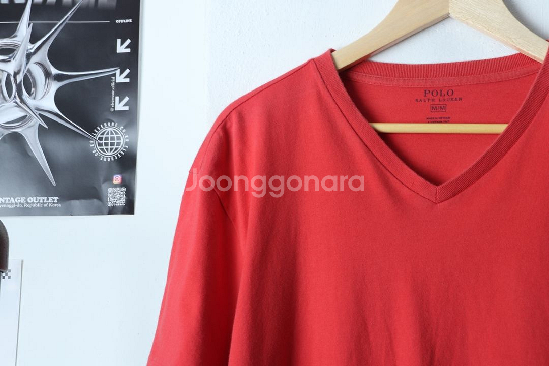 (M) 폴로 랄프로렌 반팔 티셔츠 작은이염 브이넥--2