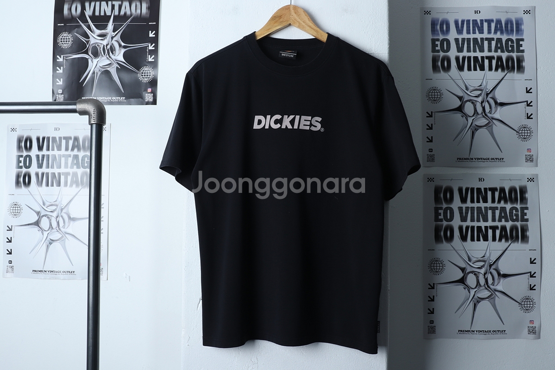 (M) 디키즈 반팔 티셔츠 빅로고 블랙 올드스쿨--1