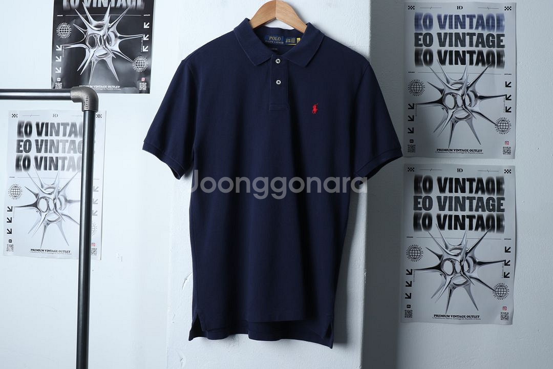 (L-XL) 폴로 랄프로렌 반팔 카라 티셔츠 네이비--1