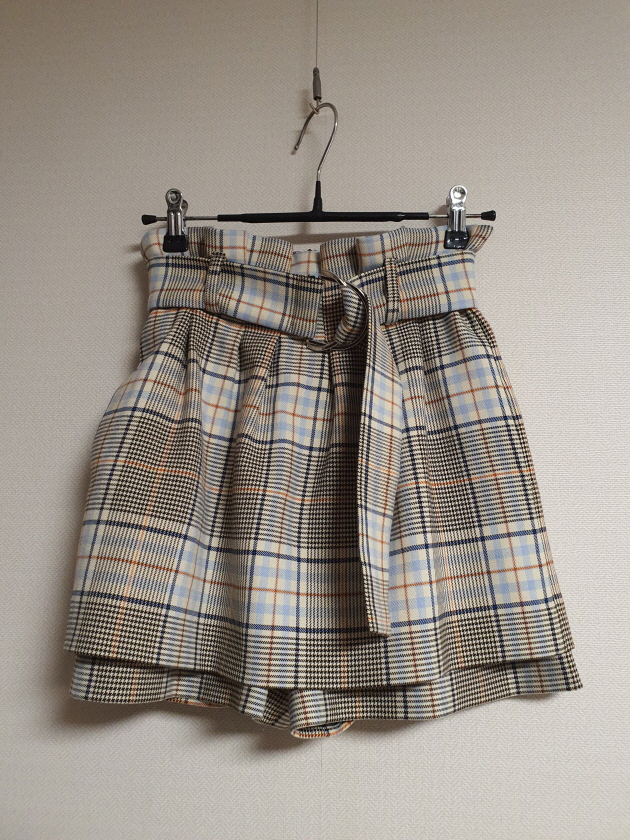 마쥬 maje 벨티드 체크 큐롯 스커트 44~55--3