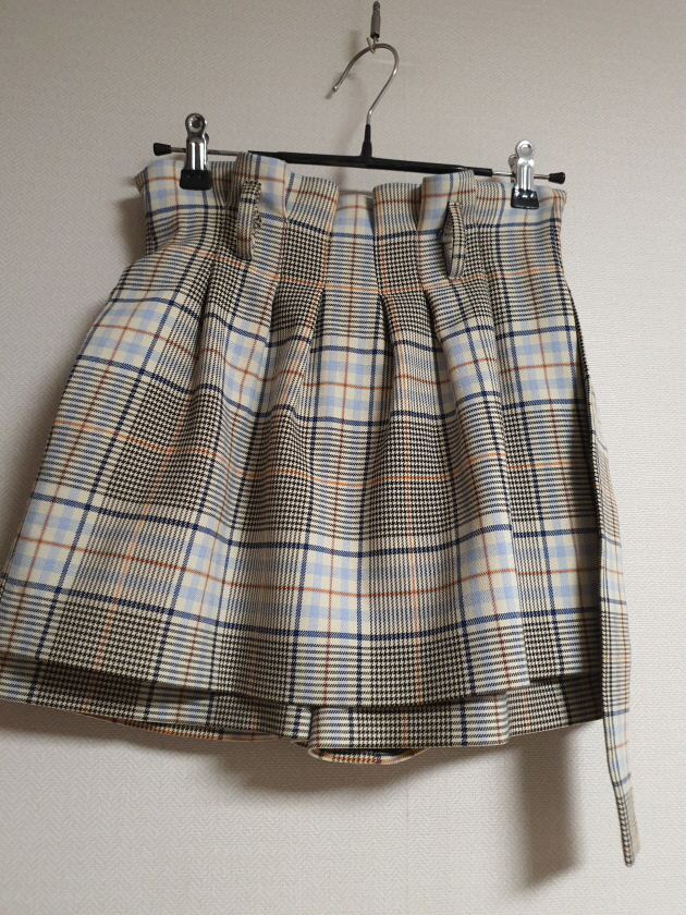 마쥬 maje 벨티드 체크 큐롯 스커트 44~55--5