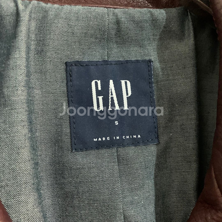 S GAP 갭 소가죽 브라운 레더 바이커 라이더 자켓--4