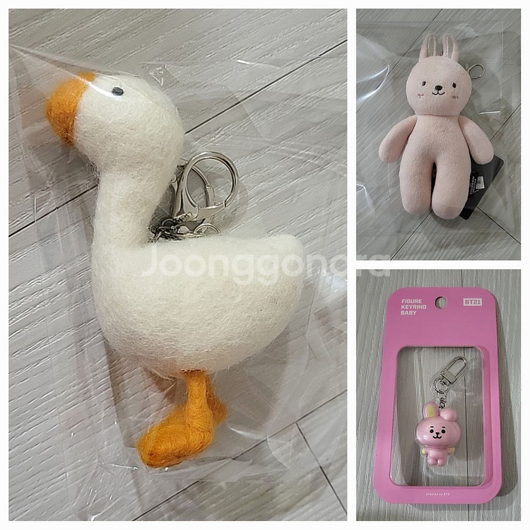 오리 양모 키링+토끼 키링+라인프렌즈 키링--0