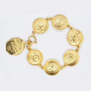 샤넬 코코 로고 31 RUE 깜봉 빈티지 골드도금 팔찌