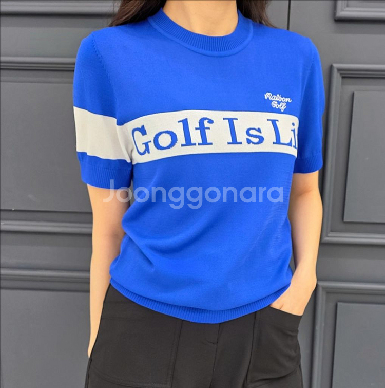 말본 골프 우먼 썸머 Golf is Life 배색 니트--3