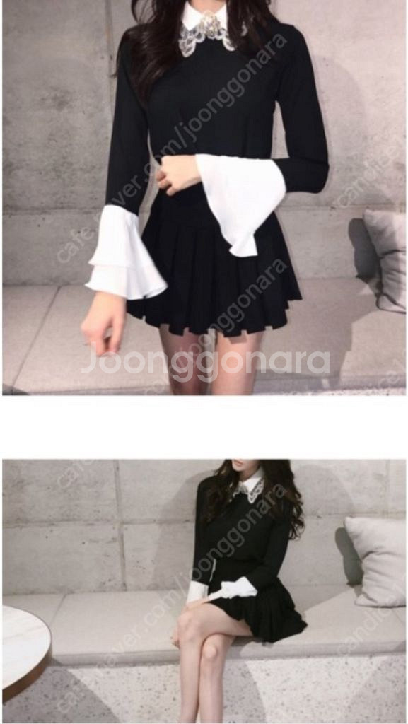 라벨르블랑 루채 배색 블라우스 판매합니다--1