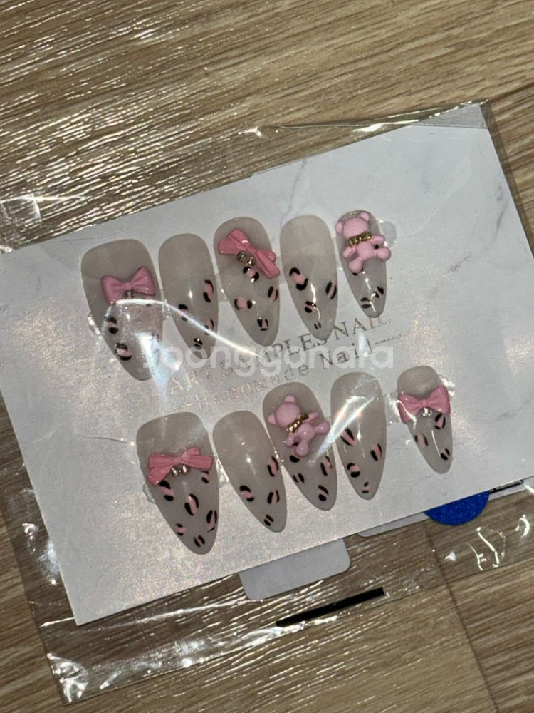 레오파드 핑크 네일팁--0