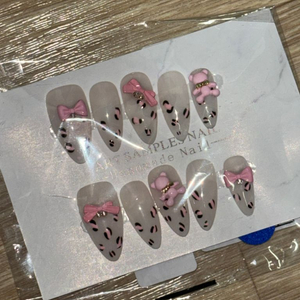 레오파드 핑크 네일팁