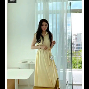 마리마켓 나시셔츠원피스 노랑 롱마리
