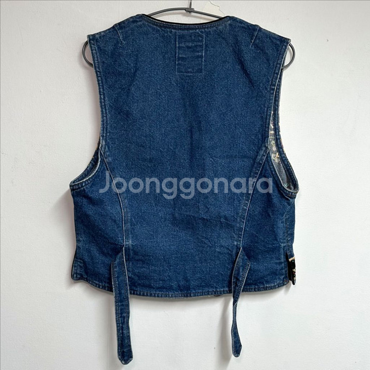 90s ROPA 에스닉 플로럴 자수 데님 베스트 조끼--1