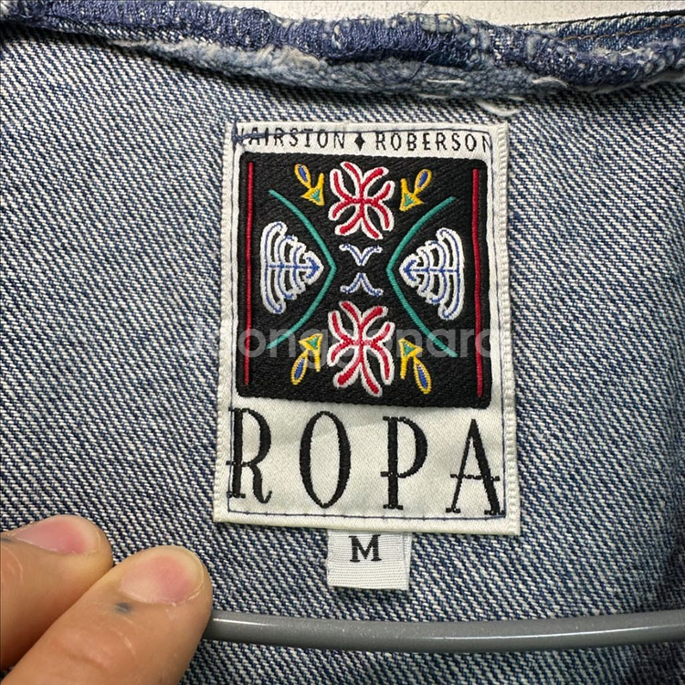 90s ROPA 에스닉 플로럴 자수 데님 베스트 조끼--4