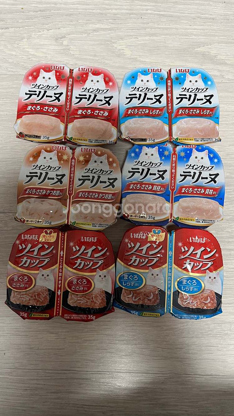 고양이 간식 캣 사료 츄르 이나바 트윈컵 테린 6가지--0