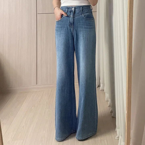 하이웨스트 와이드 데님 찰랑 데님 찰랑팬츠 여름팬츠