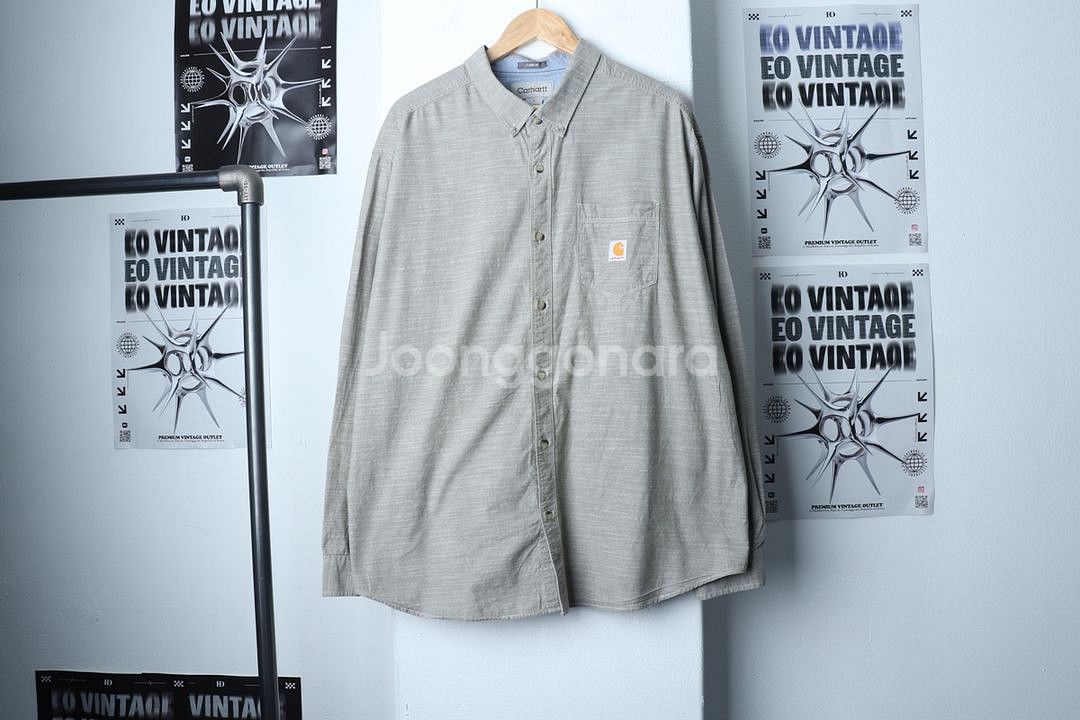 (L-XL) 칼하트 셔츠 남방 로고 카키 아메카지--1