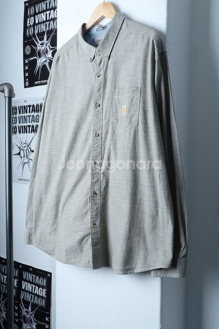 (L-XL) 칼하트 셔츠 남방 로고 카키 아메카지--0