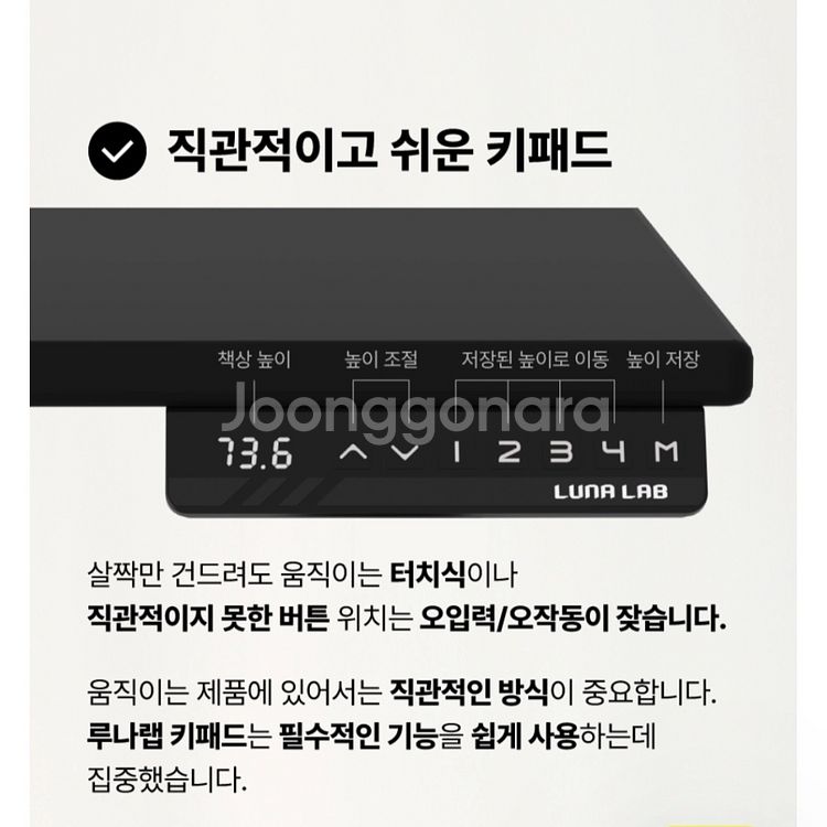 루나랩 모션데스크 1800 듀얼 모터 화이트--3