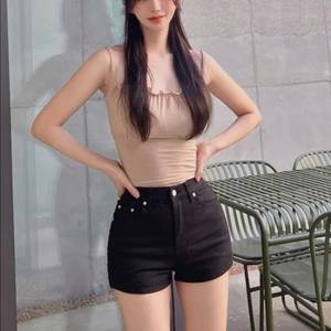 카인다미 골반볼륨업 블랙 숏팬츠_골반뽕 청바지 화이트