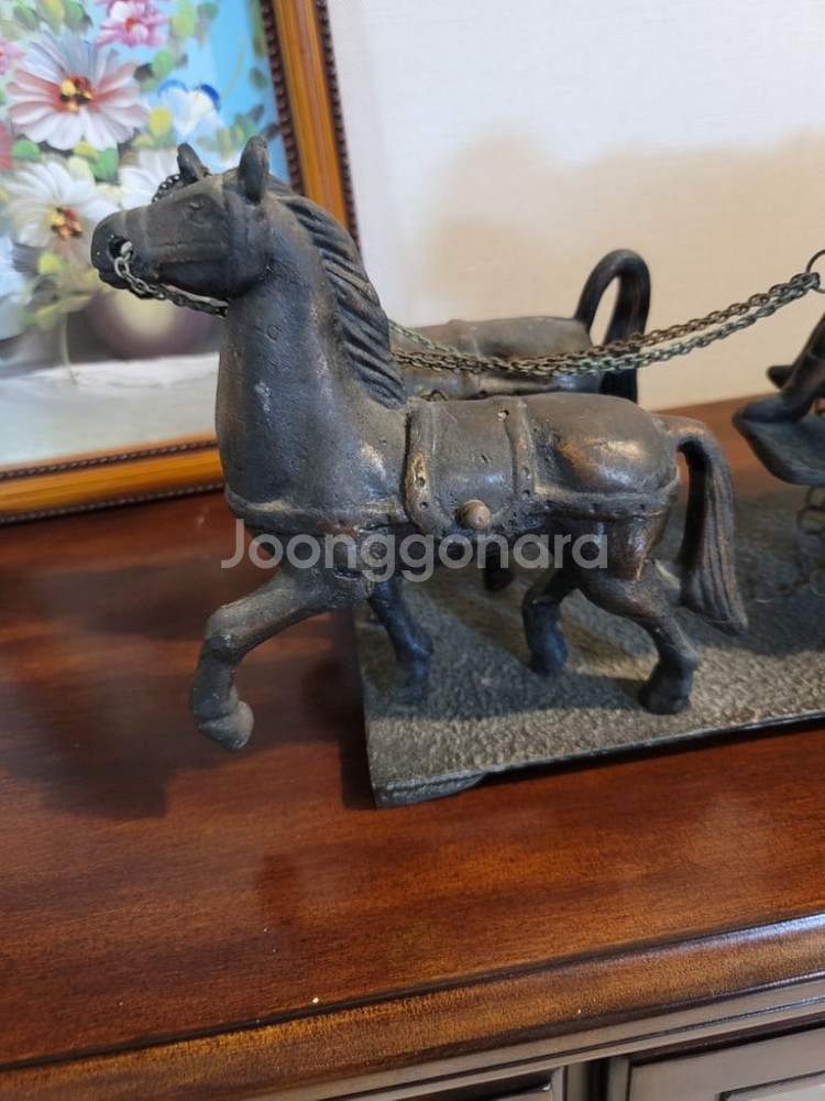 택포) 골동품.황동 마차.동 말.빈티지마차--1