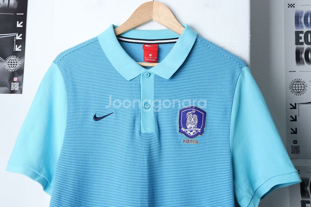 (XL) 나이키 반팔 카라 티셔츠 축구 한국국대 블루--2