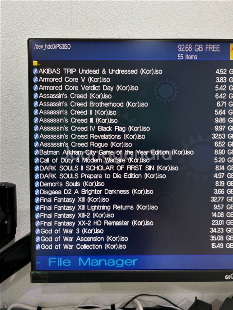 PS3 HDD 1TB 영구커펌 건슈팅 세트 게임 54개--7