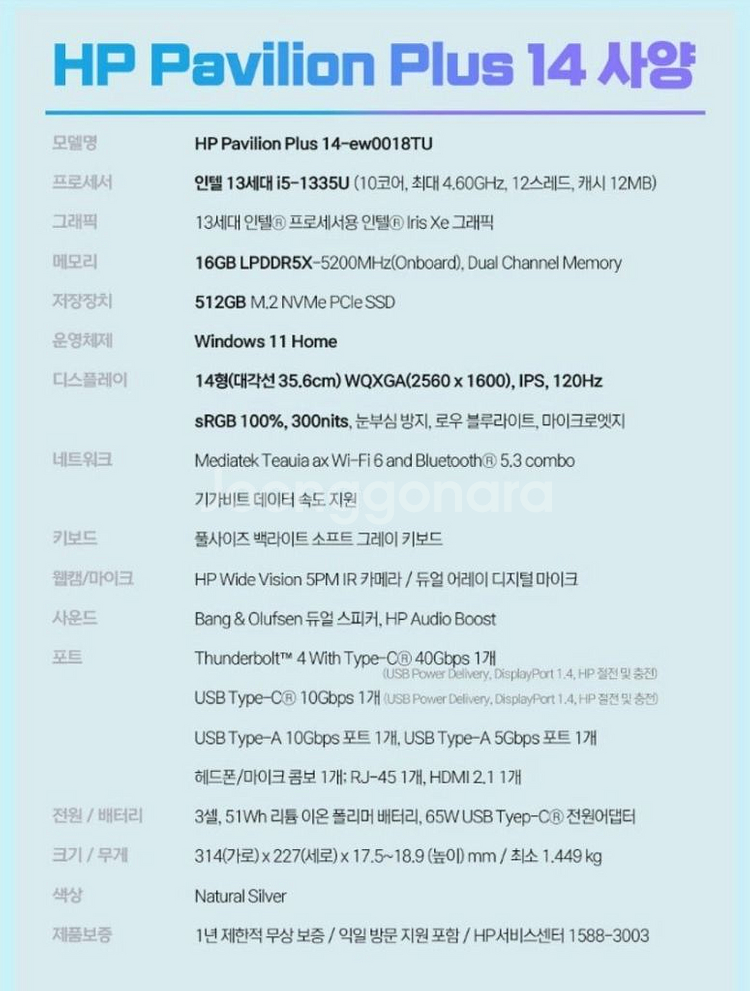 HP 파빌리온 플러스 14-ew0018TU 판매합니다.--1